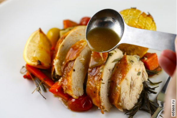Жаренная курица с лимоном и травами