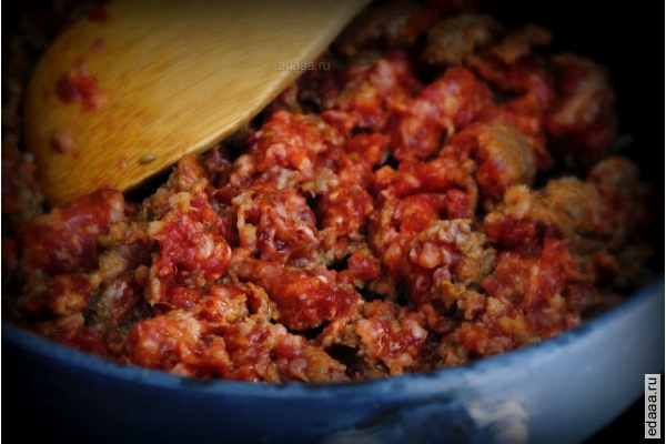 Макароны с фаршем и вялеными помидорами