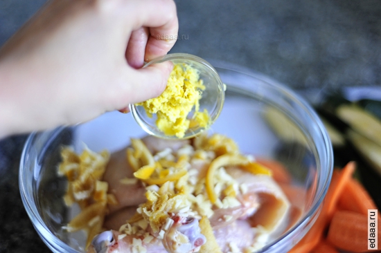 Куриные окорочка с овощами